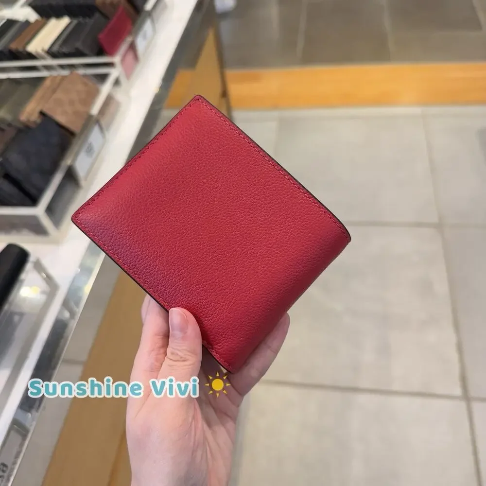 NWT COACH CR911 Men's 3-In-1 Wallet In Refine Pebble Leather True red